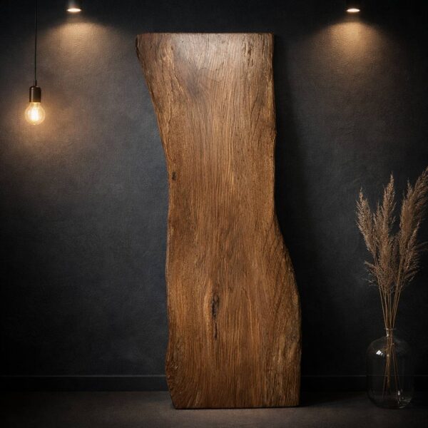 Water oak live edge slab LES004 72x21.5x1.5 inches with tapered center and natural grain pattern for tabletop or desk