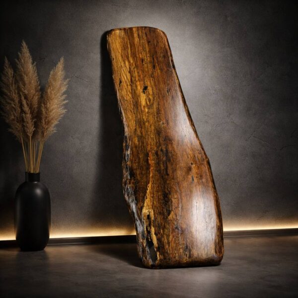 Water oak live edge slab LES005 with natural grain and narrow organic shape, solid wood slab for console or custom furniture projects