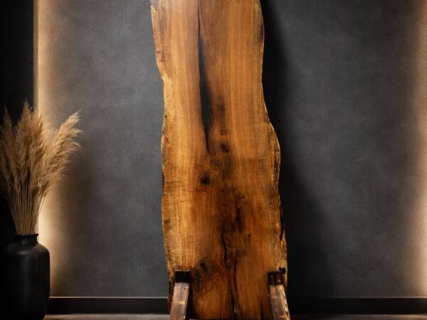Water oak live edge slab LES006 large size with wide organic shape and natural grain, solid wood slab for dining table or custom furniture