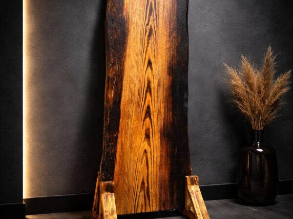 Yellow pine live edge slab LES008 with warm natural tone and organic shape, solid wood slab for table or custom furniture project