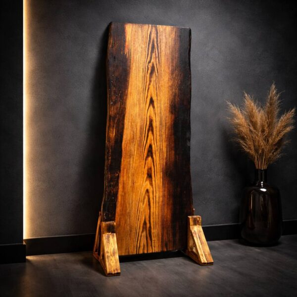 Yellow pine live edge slab LES008 with warm natural tone and organic shape, solid wood slab for table or custom furniture project