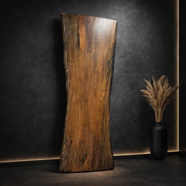 Water oak live edge slab LES009 with natural grain and organic shape variation, solid wood slab for dining table or custom furniture project