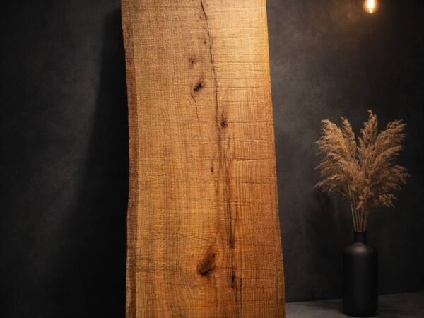 Water Oak live edge slab WS004, 87 × (37/33.5/34) × 2.5 in, solid natural wood slab with organic edges and rich grain, Florida hardwood slab
