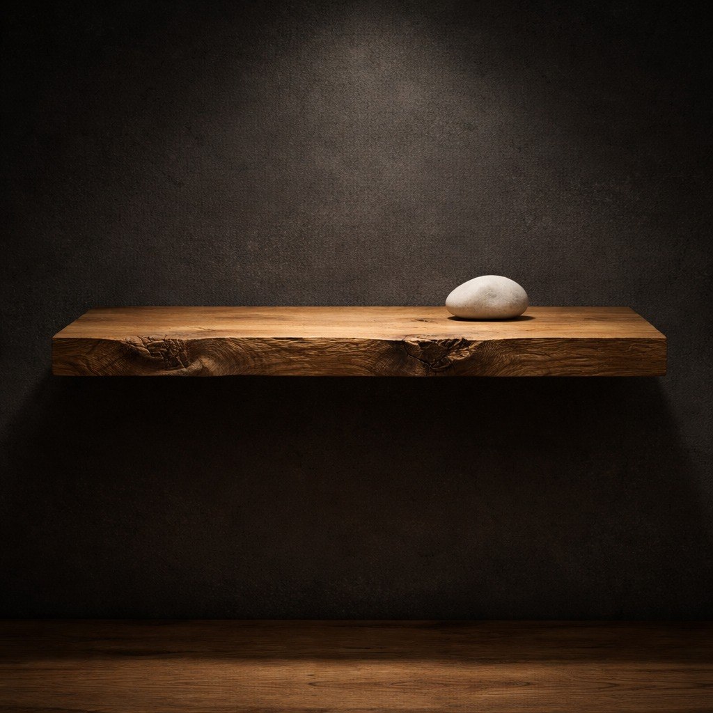 Custom Floating Live-Edge Wood Shelf