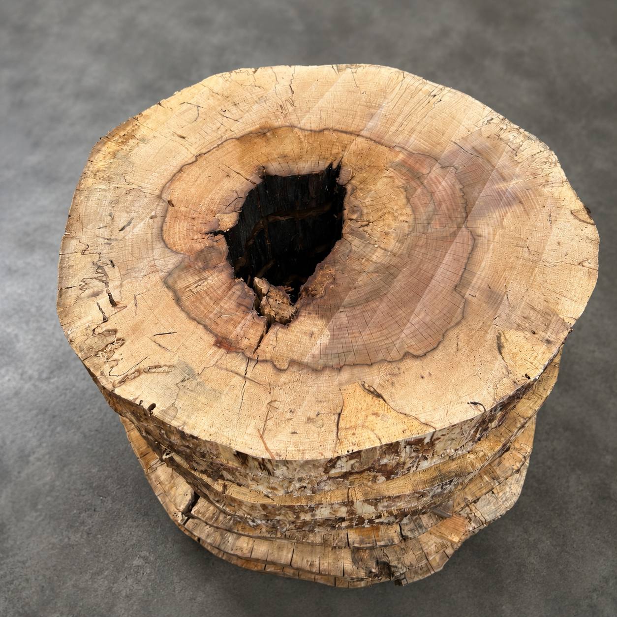 Round Water Oak coffee table top 29 inch diameter 2.5 inch thick solid hardwood slab handcrafted in Florida