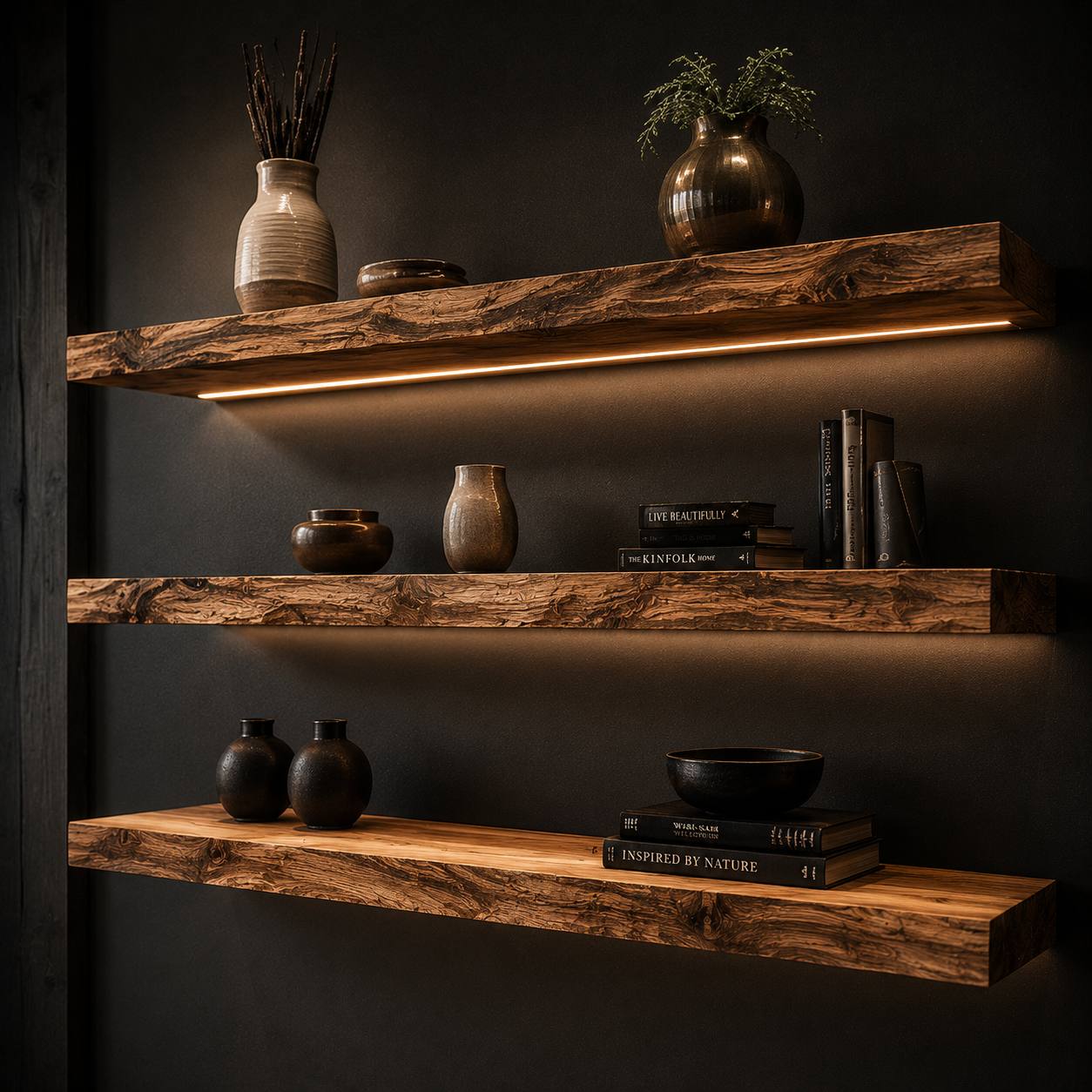 shalves wooden live edge