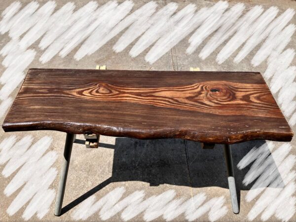 Walnut-finished pine live edge vanity top LEVT-007 front view