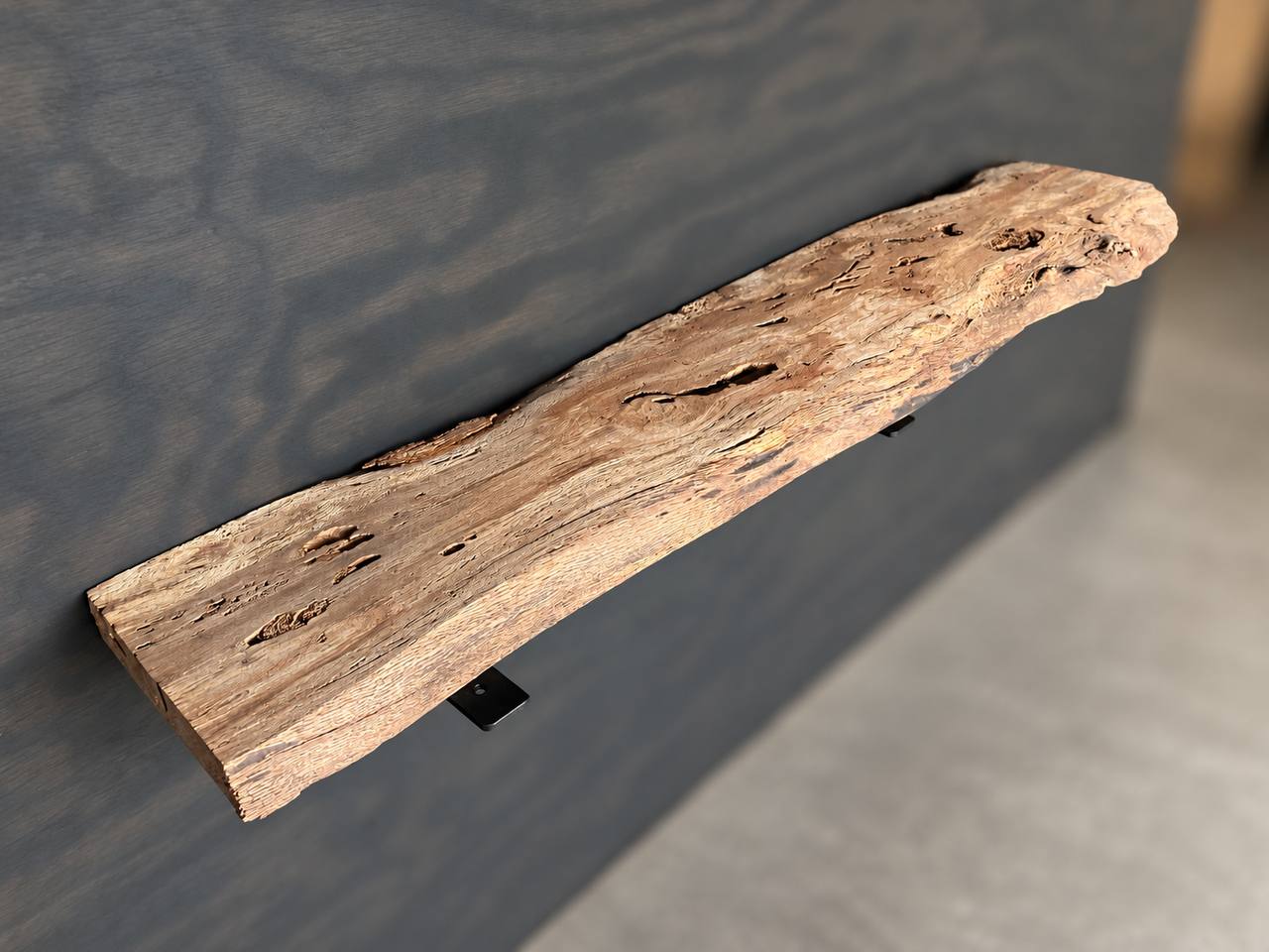 Water oak live edge shelf board SB-004 with an irregular outline and natural edges along much of both sides
