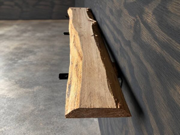 Unfinished oak live edge shelf board SB-005 showing its natural edge and solid wood surface