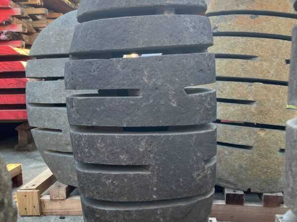 Close-up of the speckled natural stone texture on garden lantern RSL-007