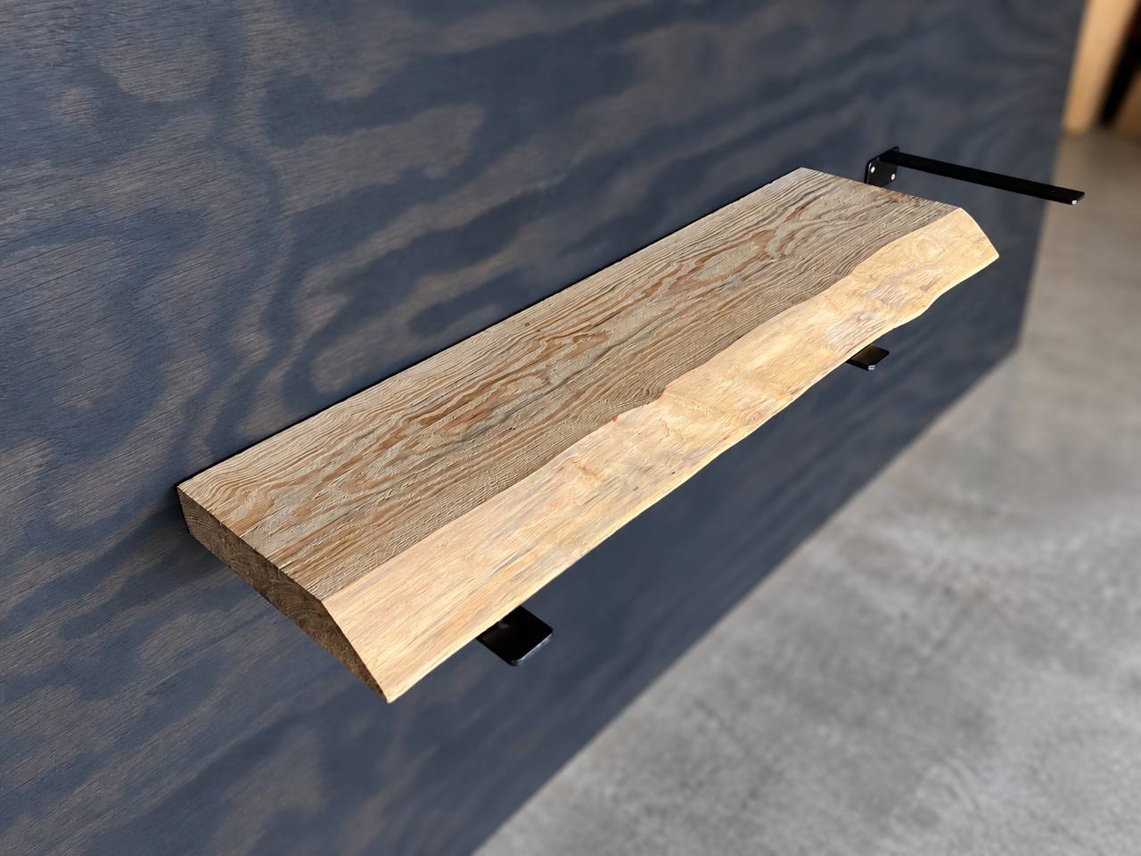Unfinished pine live edge shelf board SB-002 showing the wood surface and natural edge