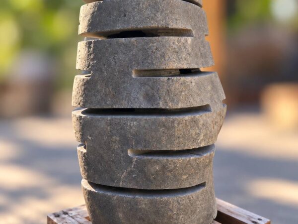 River stone garden lantern GL-001, approximately 25 inches tall and 15 inches wide