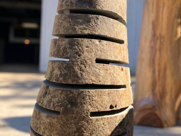 River stone garden lantern GL-005 with a removable stone top